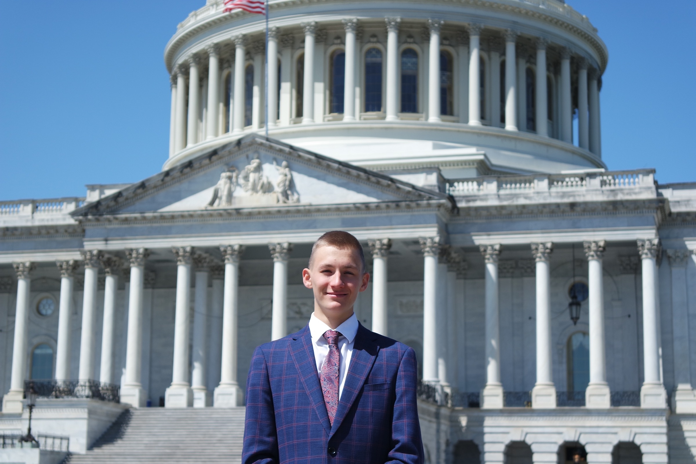 Maximilian P. Bates in front of the United States Capitol